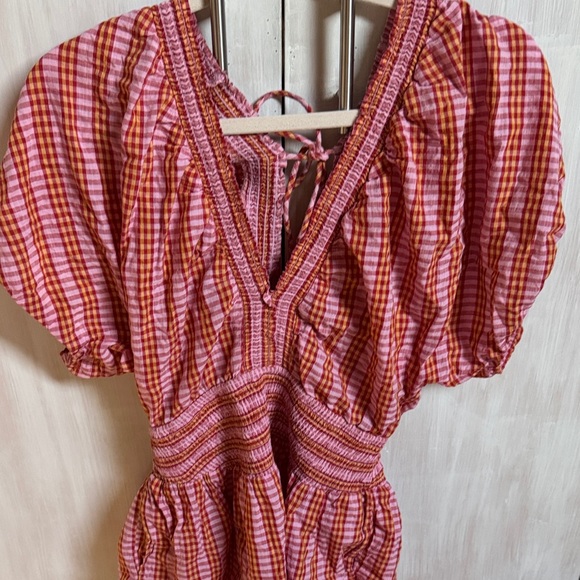 Pink and Red Checkered Women's shorts romper - Picture 1 of 5